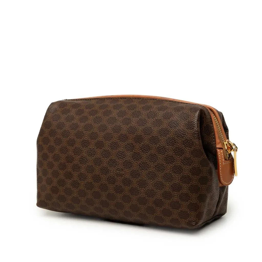 Celine Macadam Coated Canvas Cosmetic Pouch Brown Canvas Very good - Back View