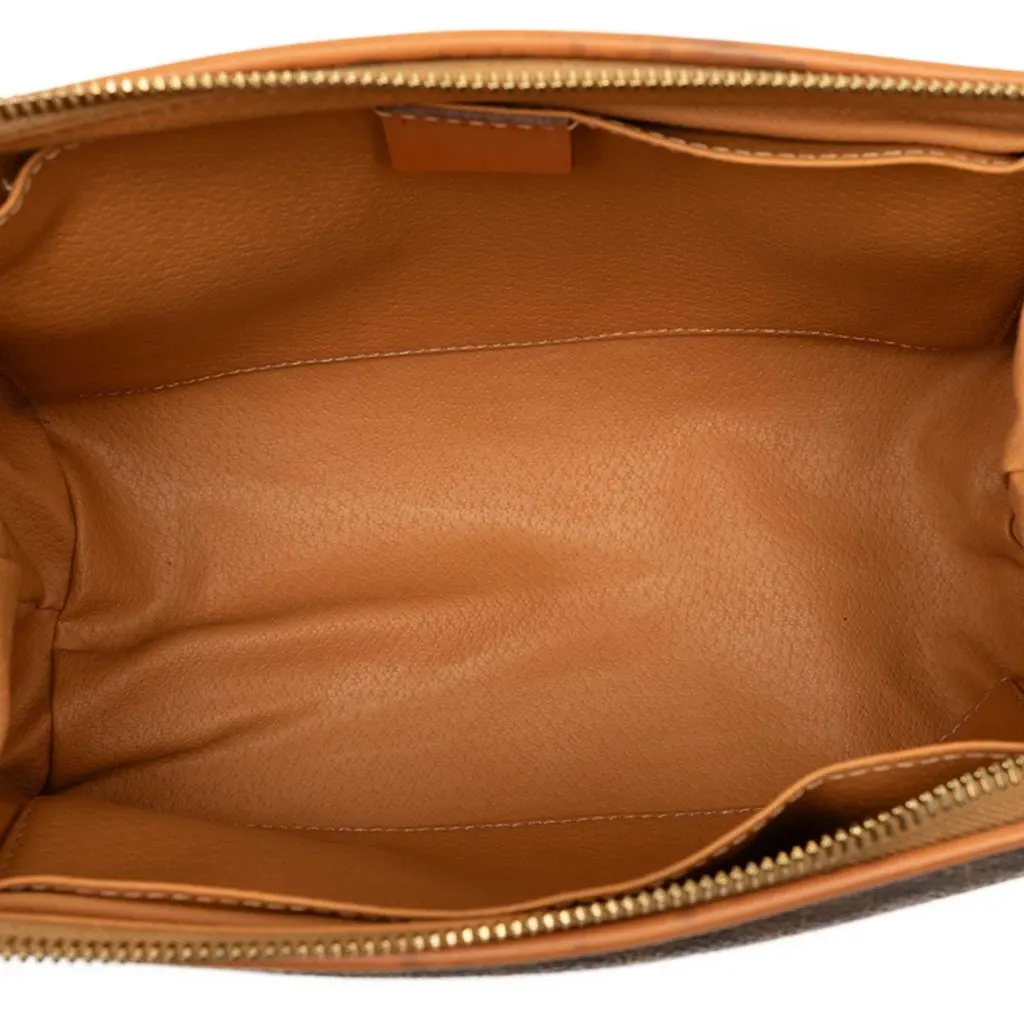 Celine Macadam Coated Canvas Cosmetic Pouch Brown Canvas Very good - Model View
