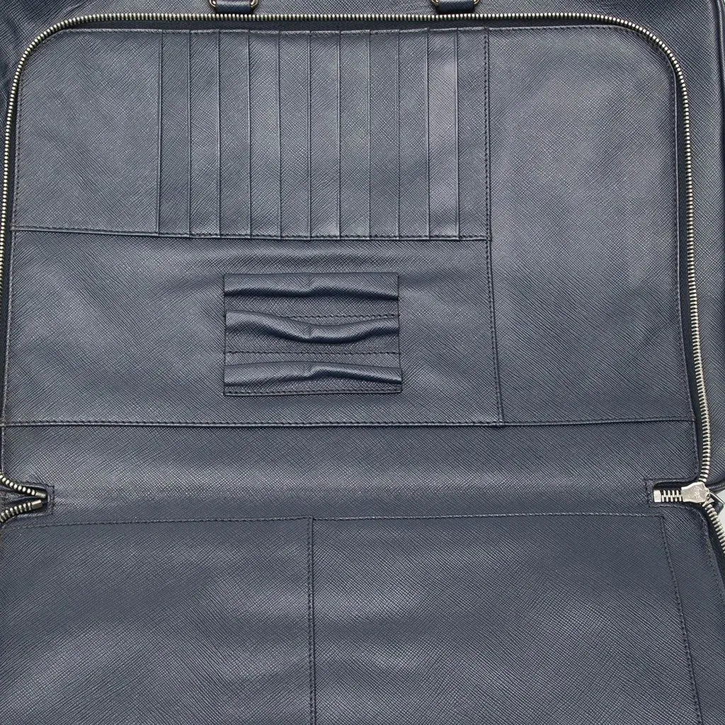Prada Saffiano Cuir Travel Front Zip Pocket Briefcase Black Leather Very good - Model View