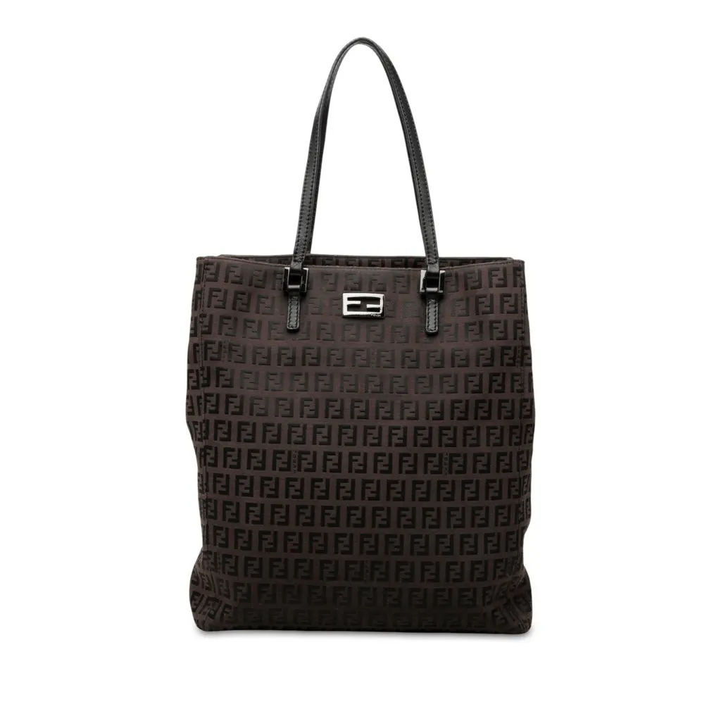 Fendi Zucchino Canvas Tote Brown Very good - Front View