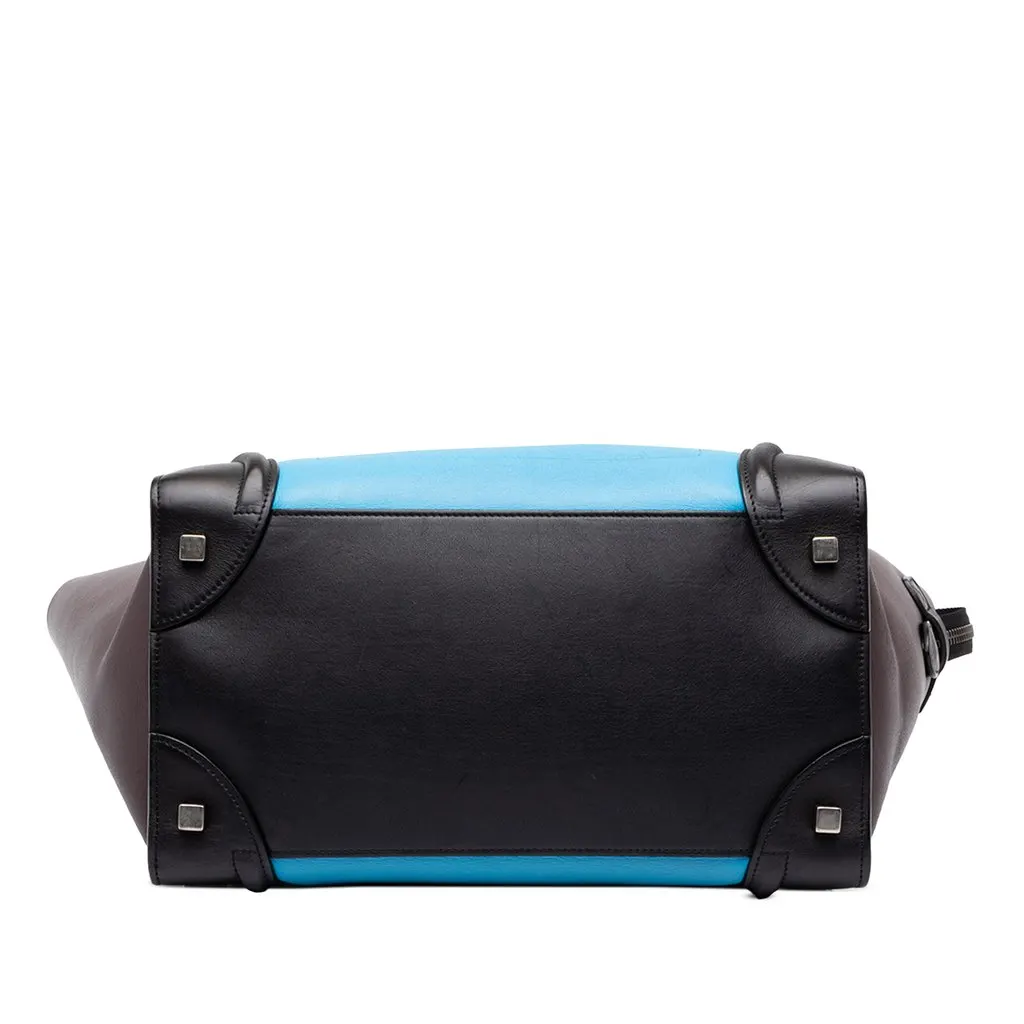 Celine Micro Tricolor Leather Luggage Tote Blue Leather Good - Inside View