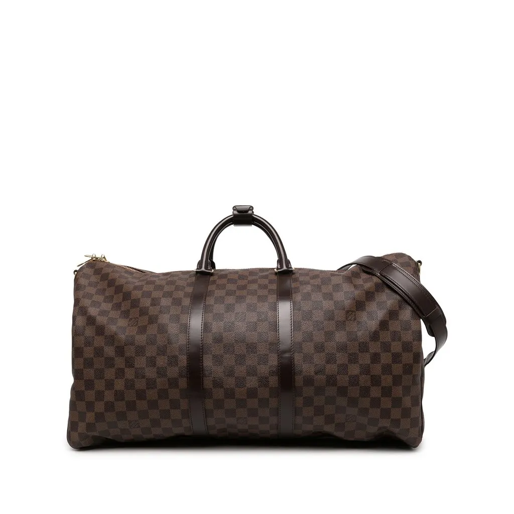 Louis Vuitton Damier Ebene Keepall Bandouliere 55 Brown Canvas Very good - Front View