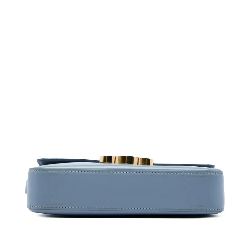 Celine Shiny Calfskin Triomphe Claude Shoulder Bag Blue Leather Very good - Inside View