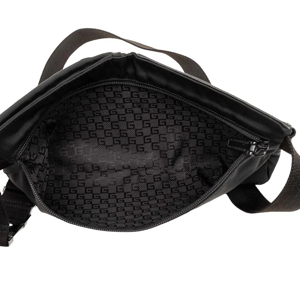 Gucci Nylon Double Pocket Belt Bag Black Very good - Model View