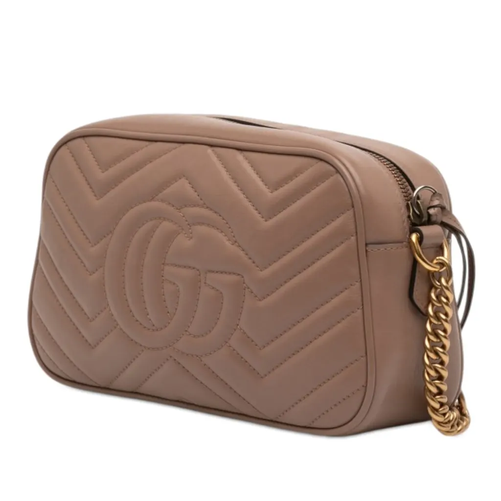 Gucci Small GG Marmont Matelasse Leather Crossbody Brown Leather Very good - Back View