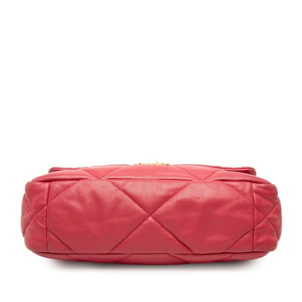 Chanel Medium Lambskin 19 Flap Pink Leather Very good - Inside View