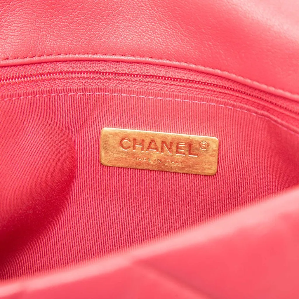 Chanel Medium Lambskin 19 Flap Pink Leather Very good - Box View