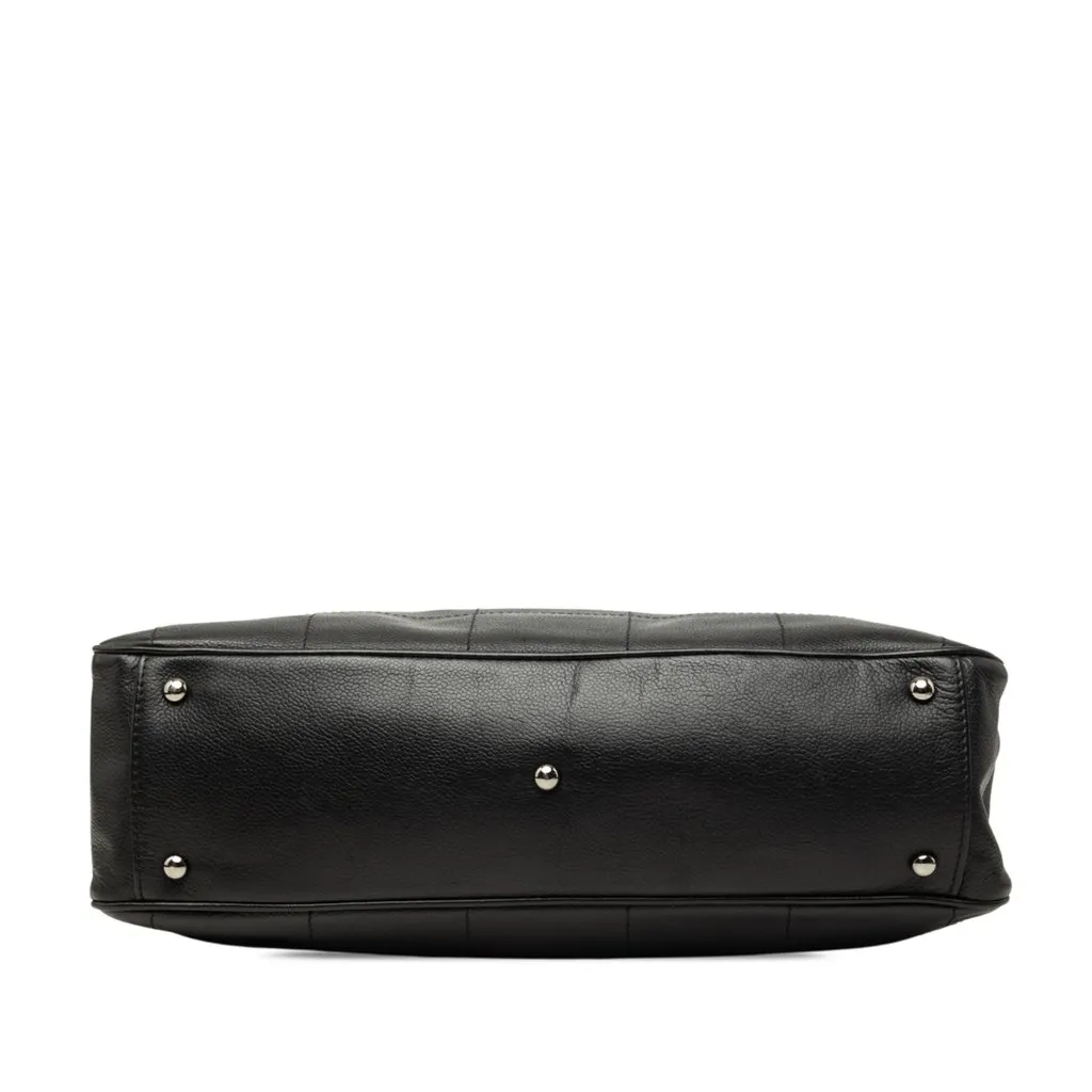 Chanel CC Caviar Square Stitch Handbag Black Leather Good - Inside View