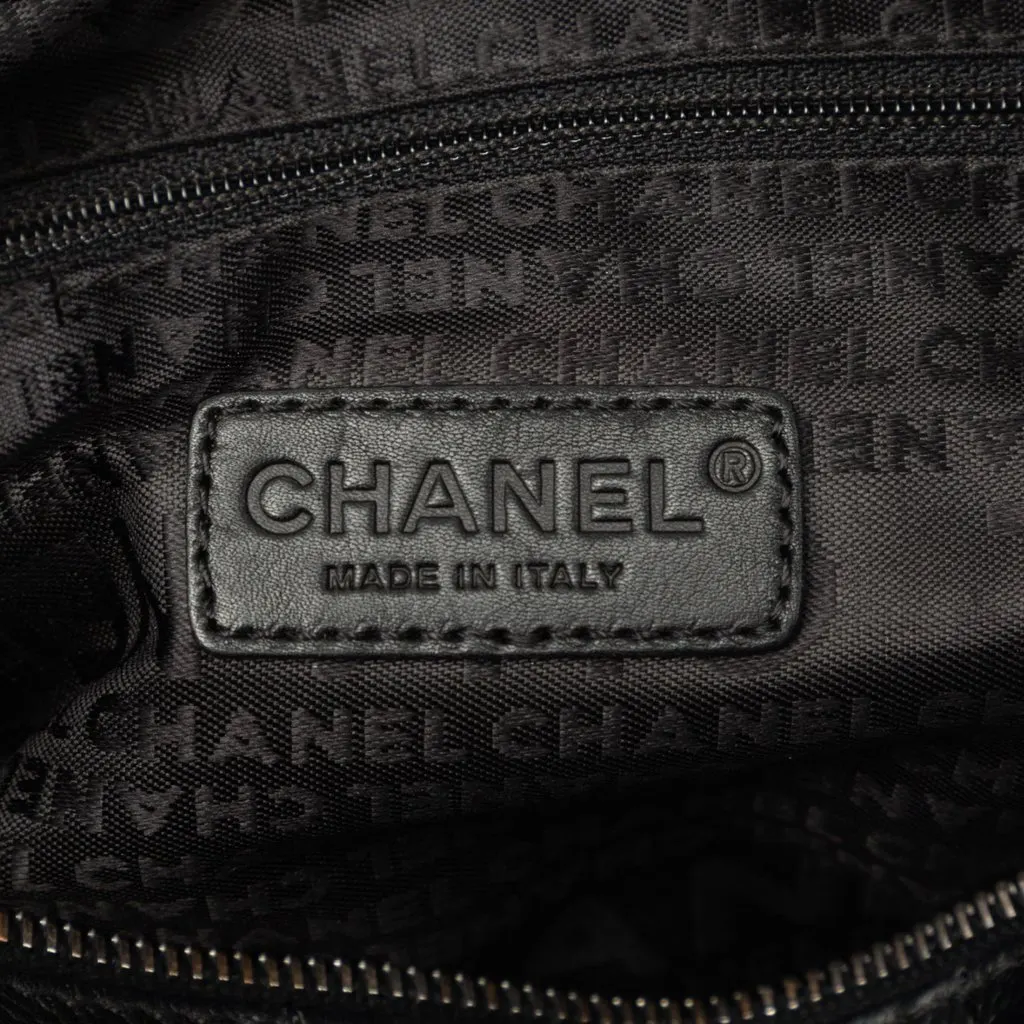 Chanel CC Caviar Square Stitch Handbag Black Leather Good - Box View