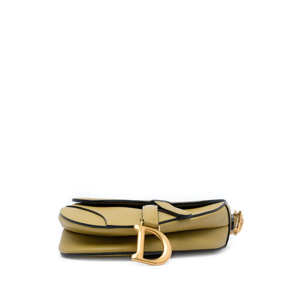 Dior Mini Grained Calfskin Saddle Bag Green Leather Very good - Inside View