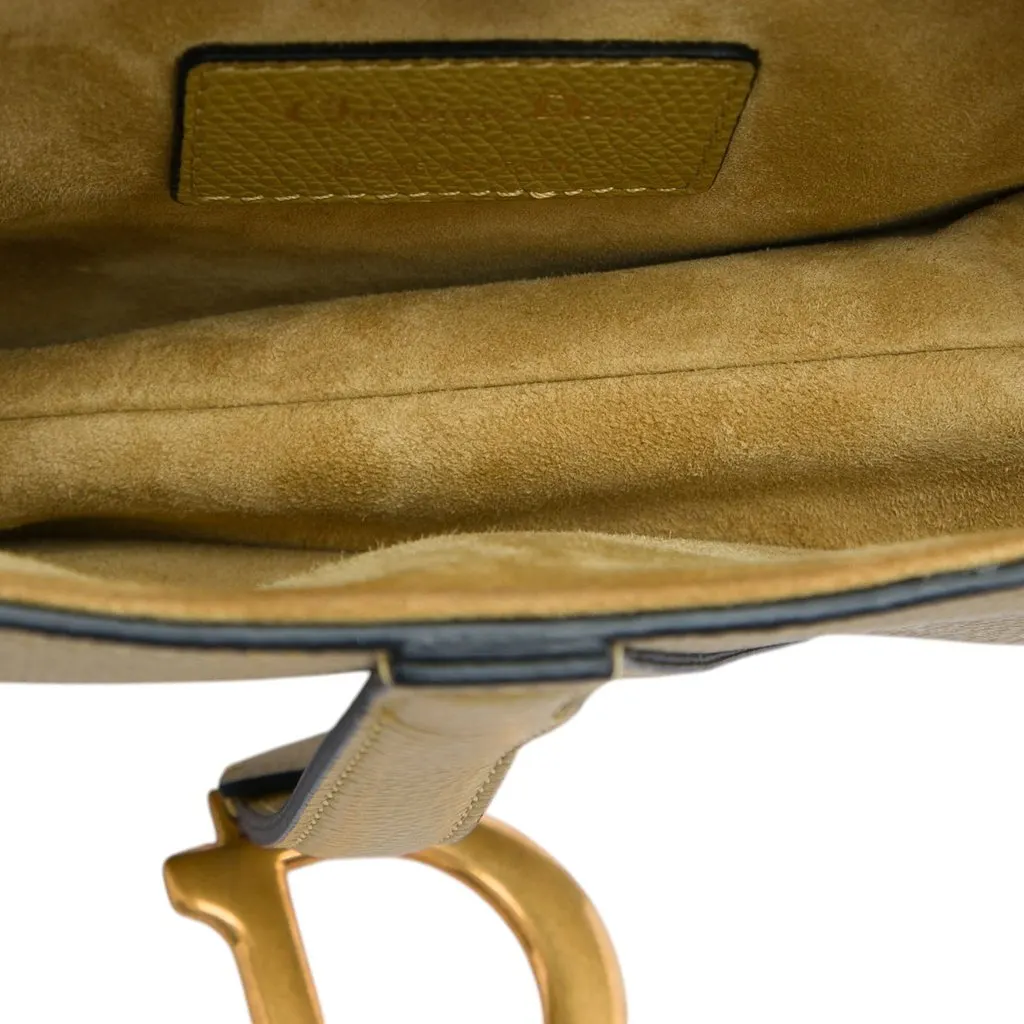 Dior Mini Grained Calfskin Saddle Bag Green Leather Very good - Model View