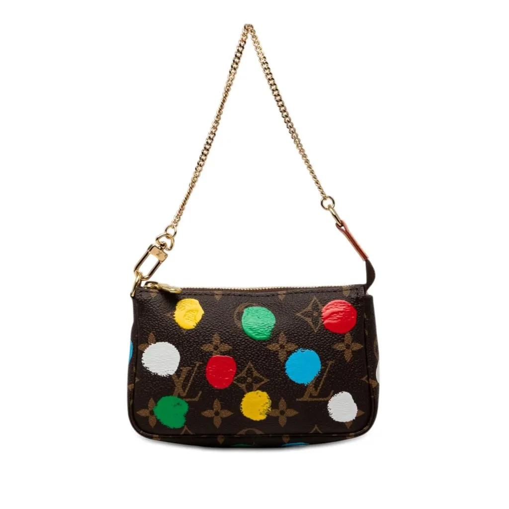 Louis Vuitton Yayoi Kusama Monogram Painted Dots Mini Pochette Accessoires Brown Very good - Front View