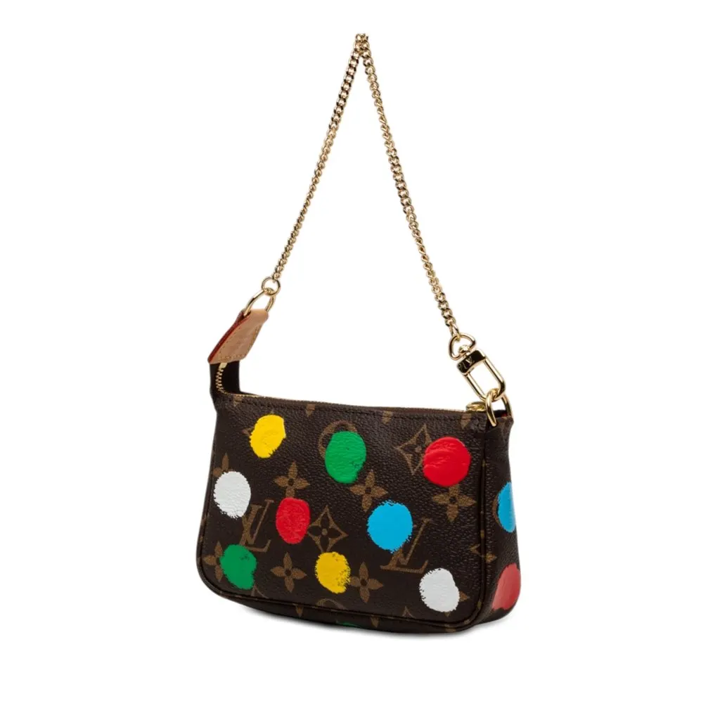 Louis Vuitton Yayoi Kusama Monogram Painted Dots Mini Pochette Accessoires Brown Very good - Back View