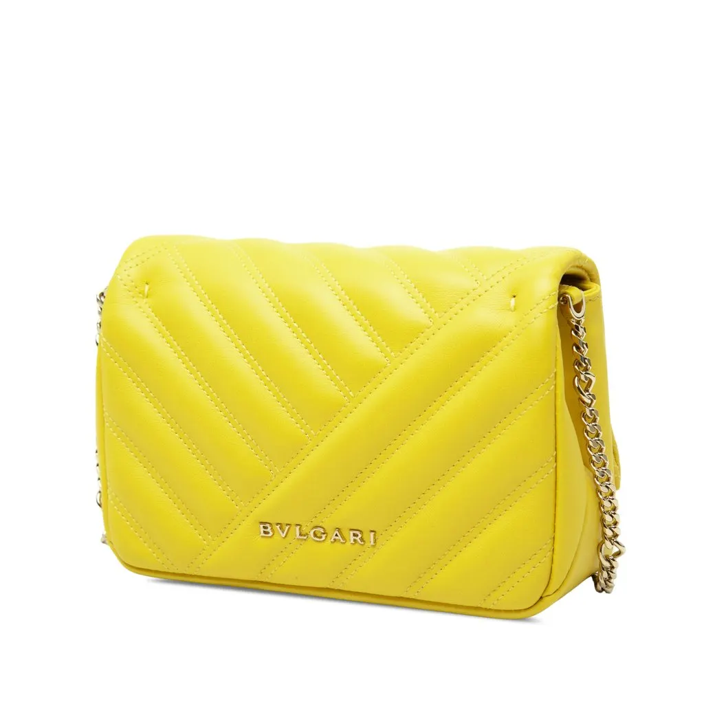 Bvlgari Leather Serpenti Cabochon Chain Crossbody Yellow Leather Good - Back View