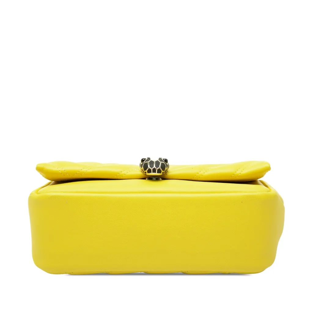 Bvlgari Leather Serpenti Cabochon Chain Crossbody Yellow Leather Good - Inside View
