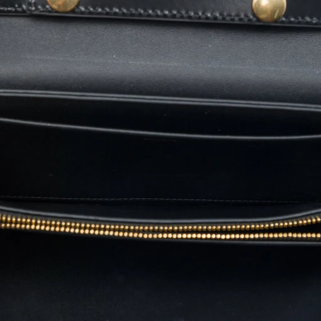 Celine Shiny Calfskin Strass Triomphe Trapeze Shoulder Bag Black Leather Very good - Model View
