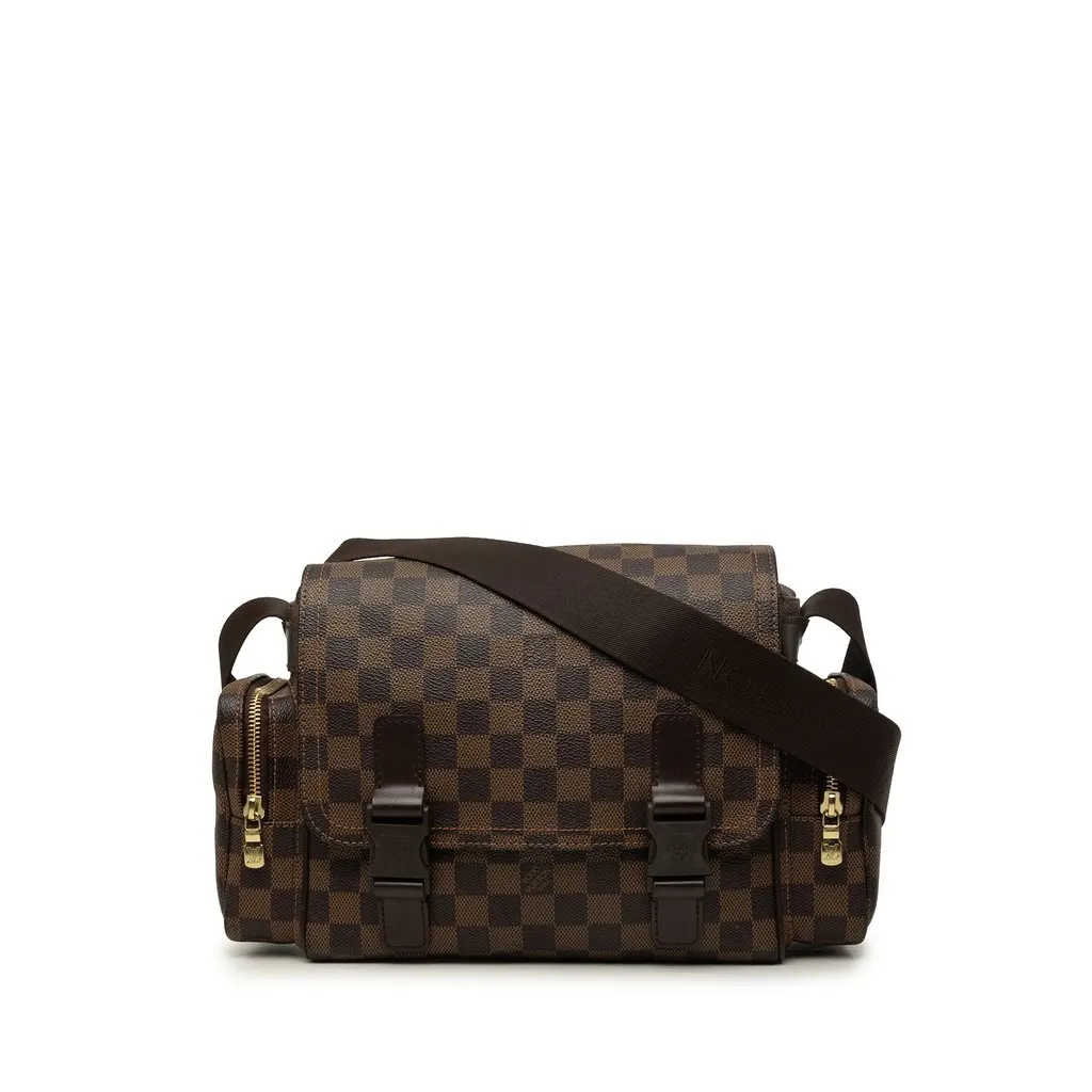 Louis Vuitton Damier Ebene Melville Reporter Brown Canvas Good - Front View