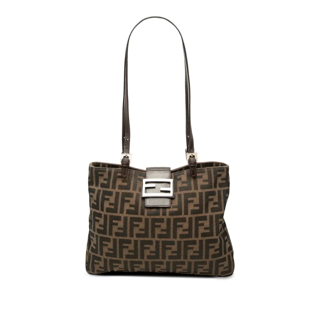 Fendi Zucca Canvas Shoulder Bag Brown Very good - Front View
