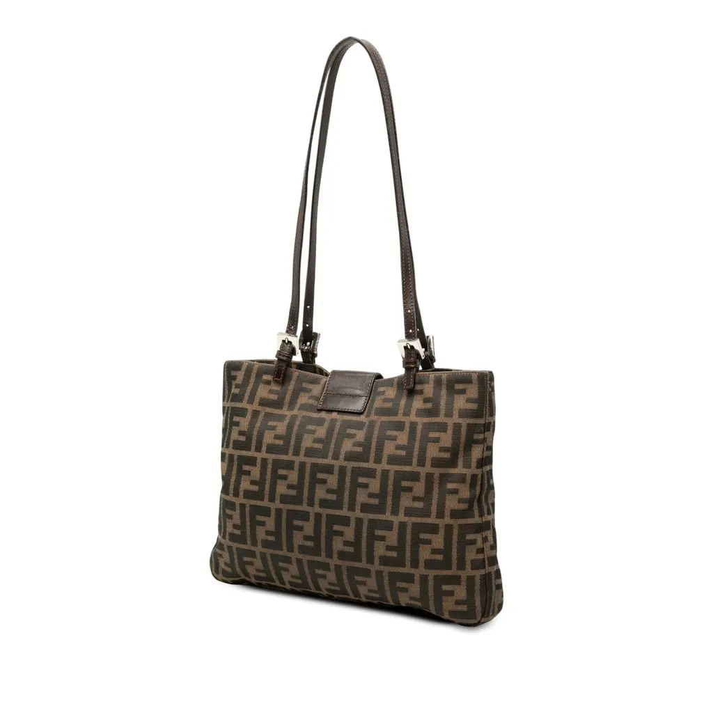 Fendi Zucca Canvas Shoulder Bag Brown Very good - Back View