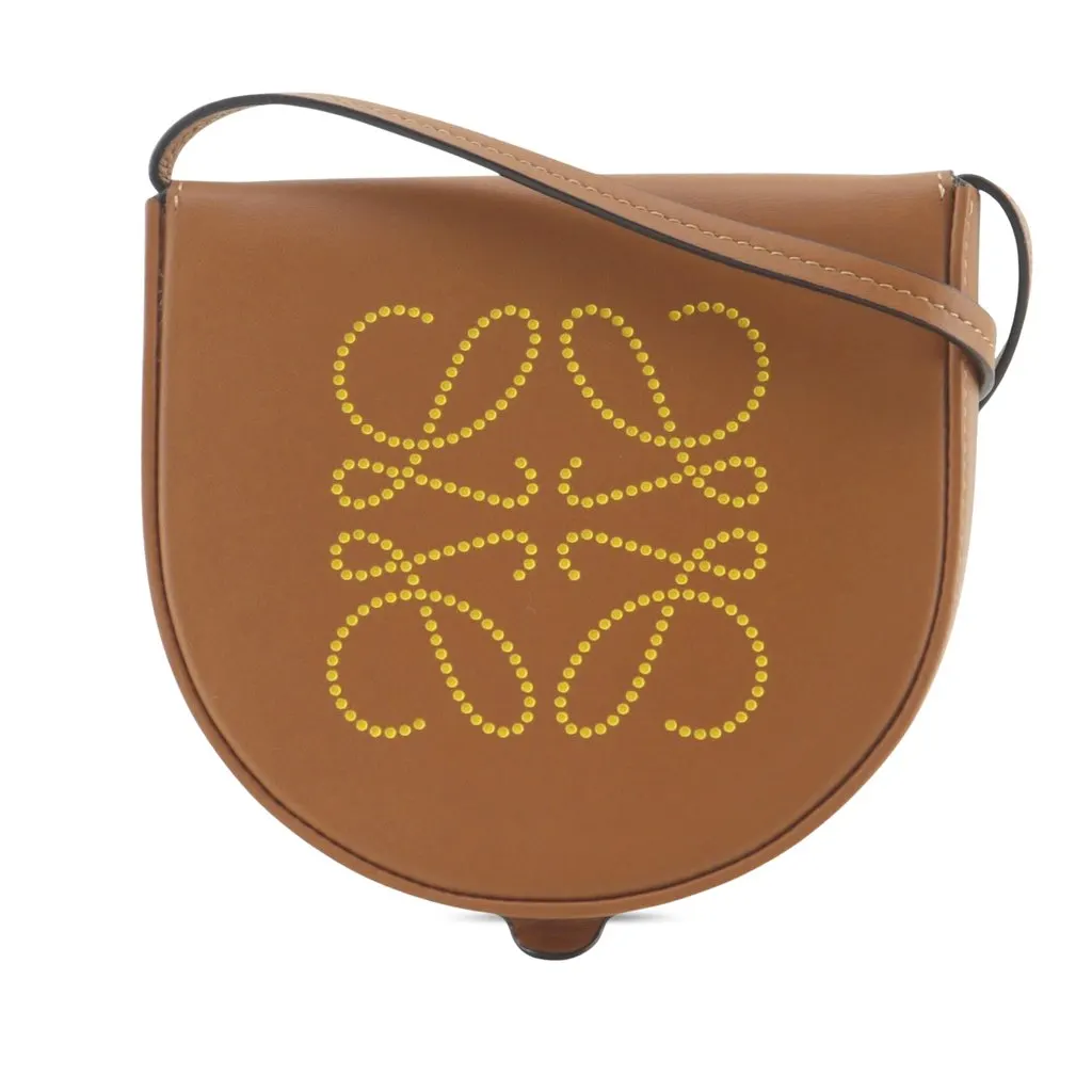 LOEWE Mini Smooth Calfskin Anagram Heel Crossbody Brown Leather Very good - Front View
