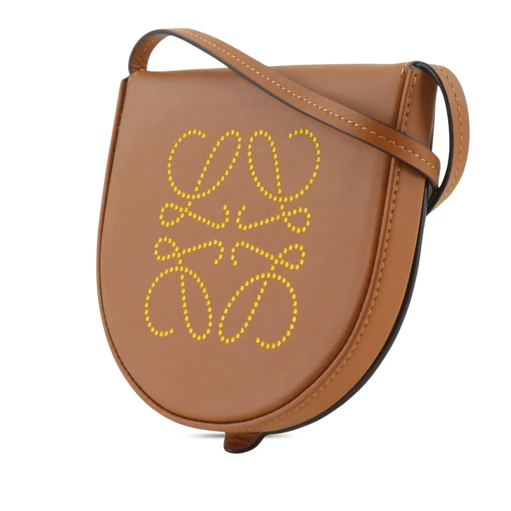 LOEWE Mini Smooth Calfskin Anagram Heel Crossbody Brown Leather Very good - Back View