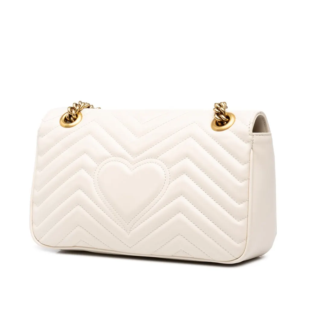 Gucci Medium GG Marmont Matelasse Leather Shoulder Bag Beige Leather Good - Back View