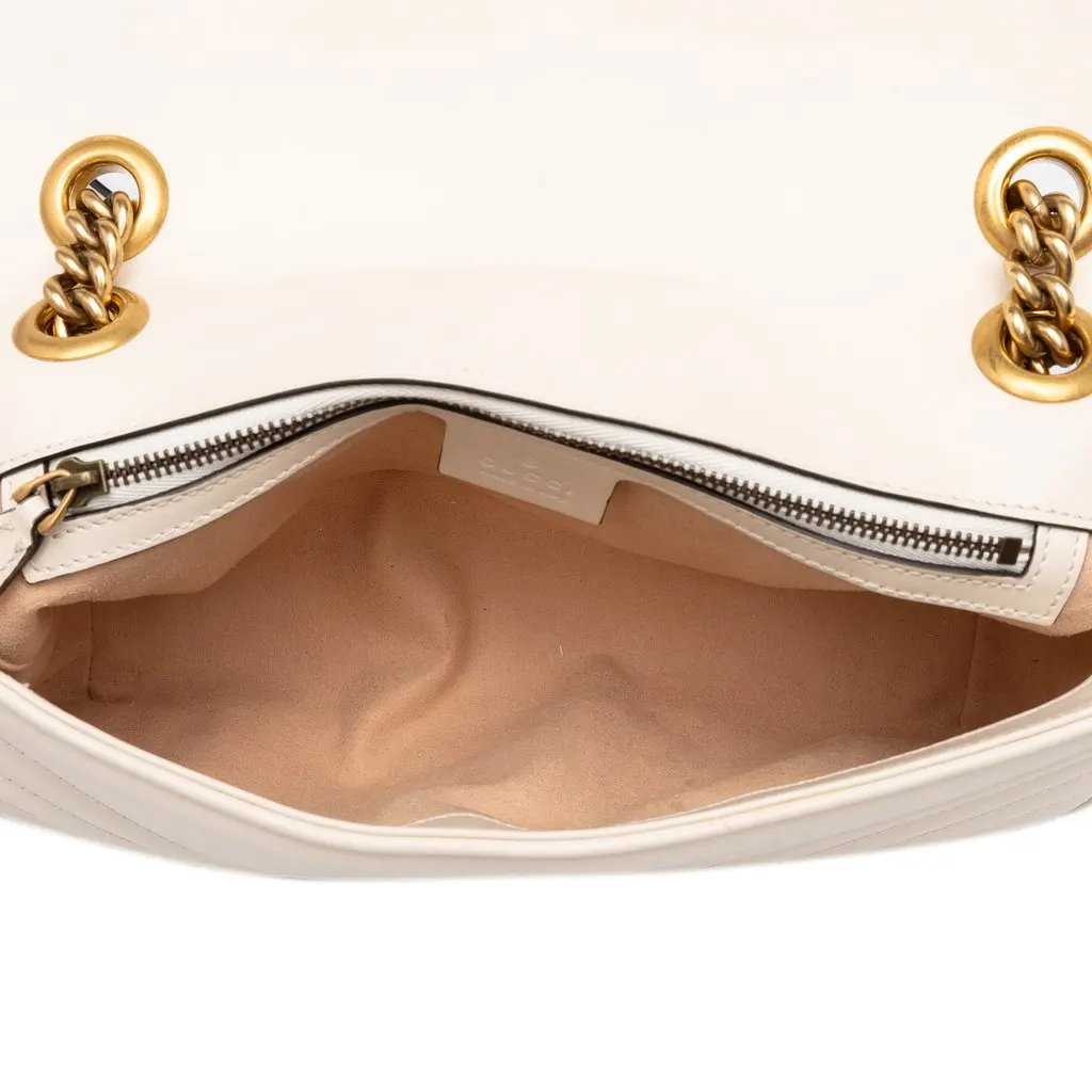 Gucci Medium GG Marmont Matelasse Leather Shoulder Bag Beige Leather Good - Model View