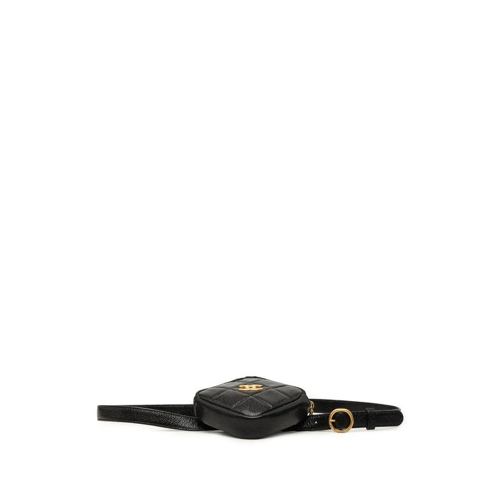 Chanel CC Quilted Caviar Diamond Coin Purse Belt Bag Black Leather Very good - Inside View