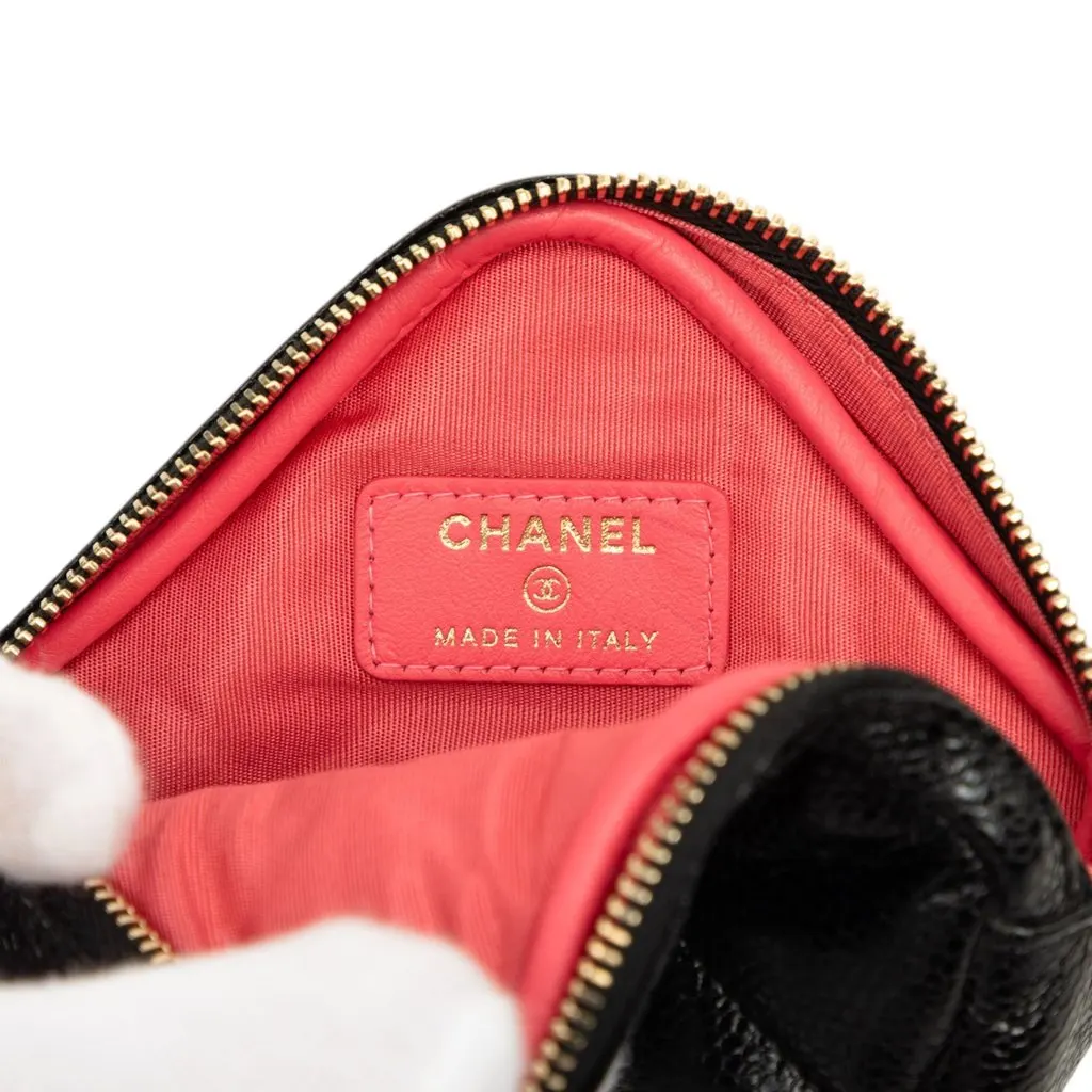 Chanel CC Quilted Caviar Diamond Coin Purse Belt Bag Black Leather Very good - Box View