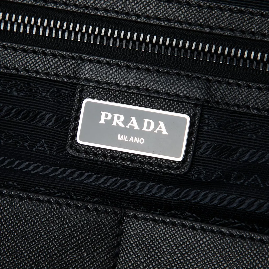 Prada Saffiano Trimmed Tessuto Tote Black Very good - Box View