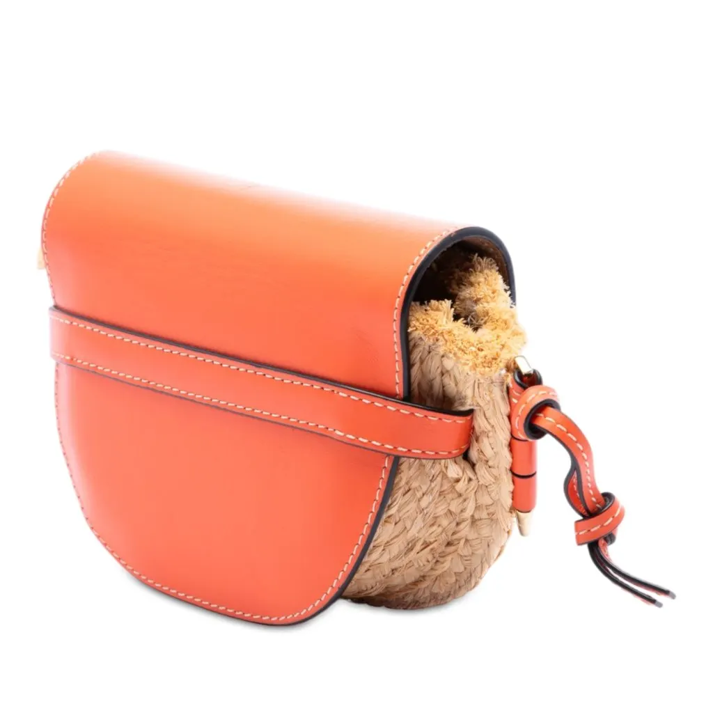 Loewe Mini Raffia Gate Crossbody Beige Very good - Back View