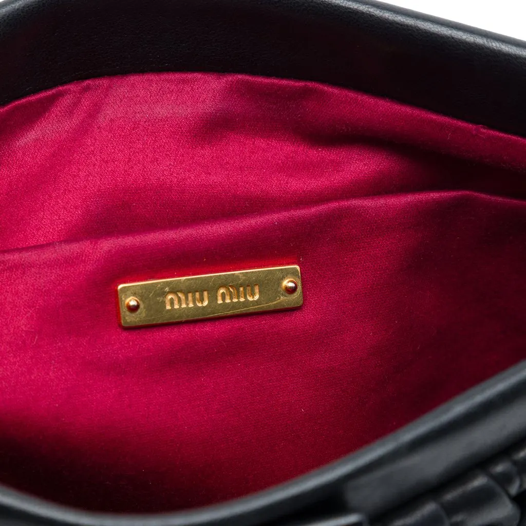 Miu Miu Matelasse Nappa Frame Clutch Black Leather Very good - Box View