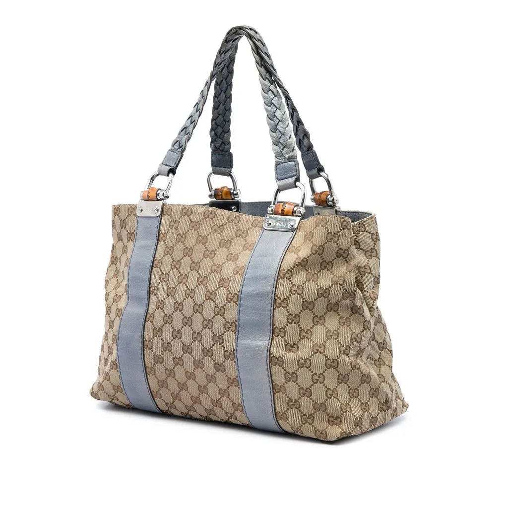 Gucci Medium GG Canvas Bamboo Libeccio Tote Beige Good - Back View