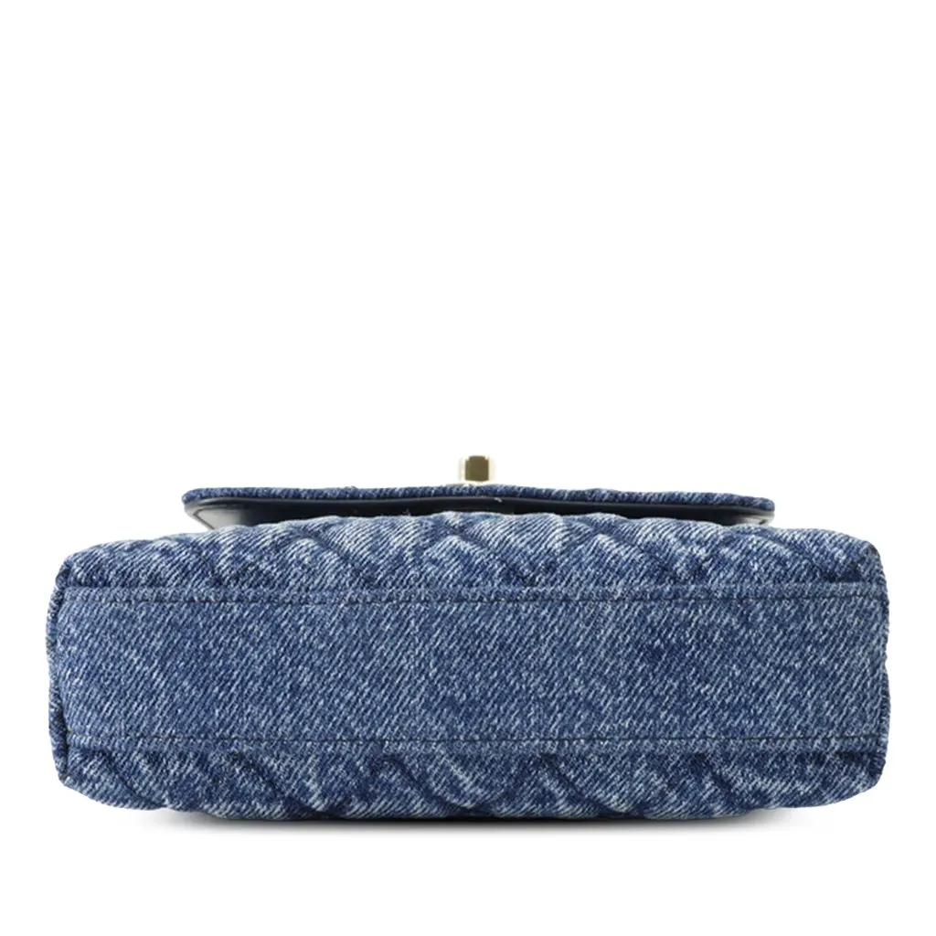 Chanel Extra Mini Quilted Washed Denim Coco Top Handle Bag Blue Very good - Inside View