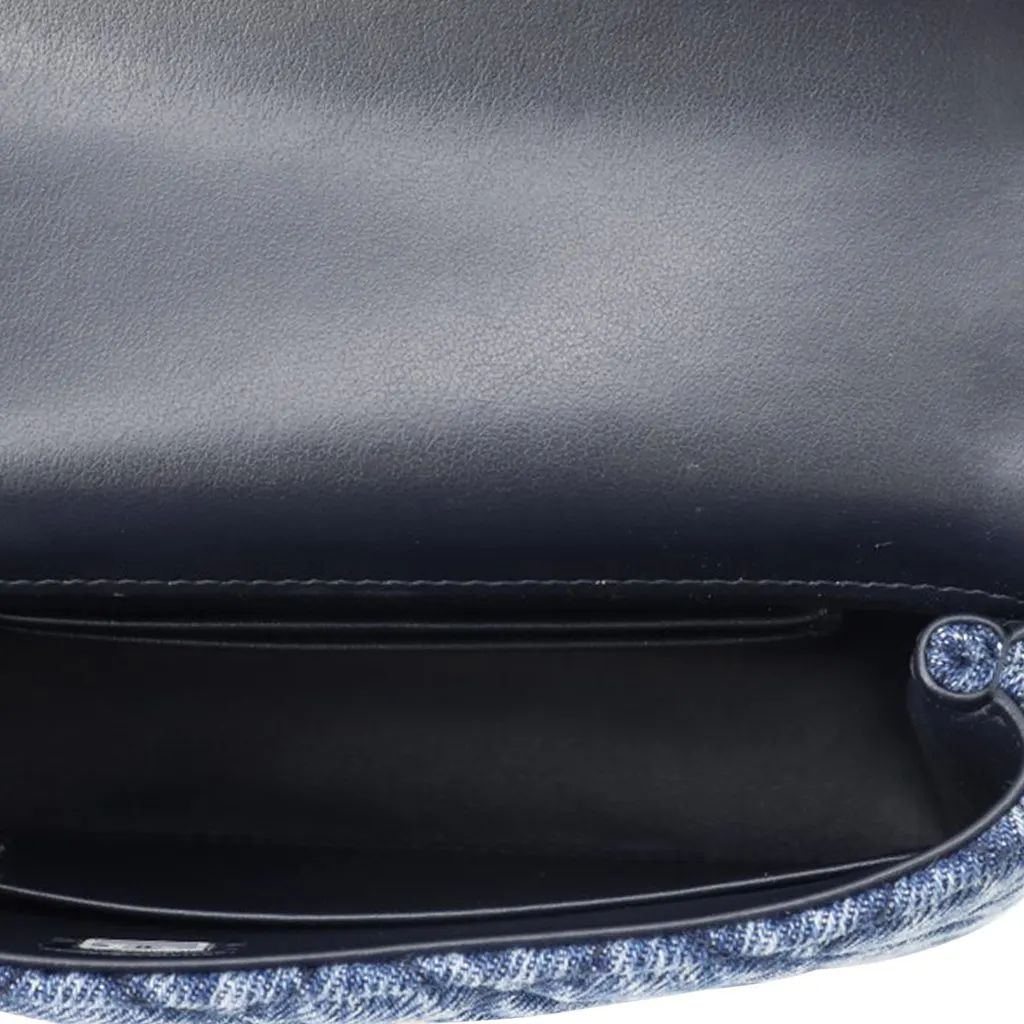 Chanel Extra Mini Quilted Washed Denim Coco Top Handle Bag Blue Very good - Model View