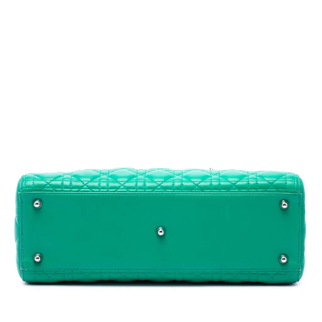 Dior Large Lambskin Cannage Lady Dior Green Leather Very good - Inside View