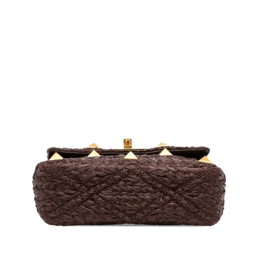Valentino Medium Raffia Roman Stud Satchel Brown Very good - Inside View