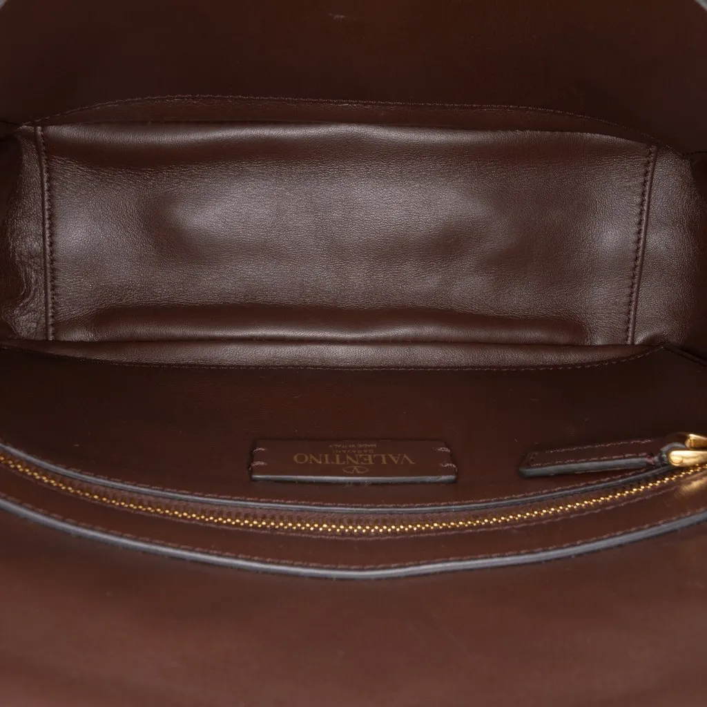 Valentino Medium Raffia Roman Stud Satchel Brown Very good - Model View