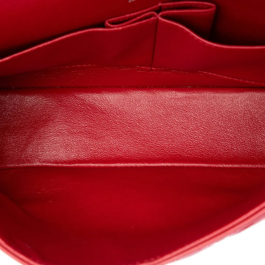 Chanel Medium Classic Patent Double Flap Red Leather Very good - Model View