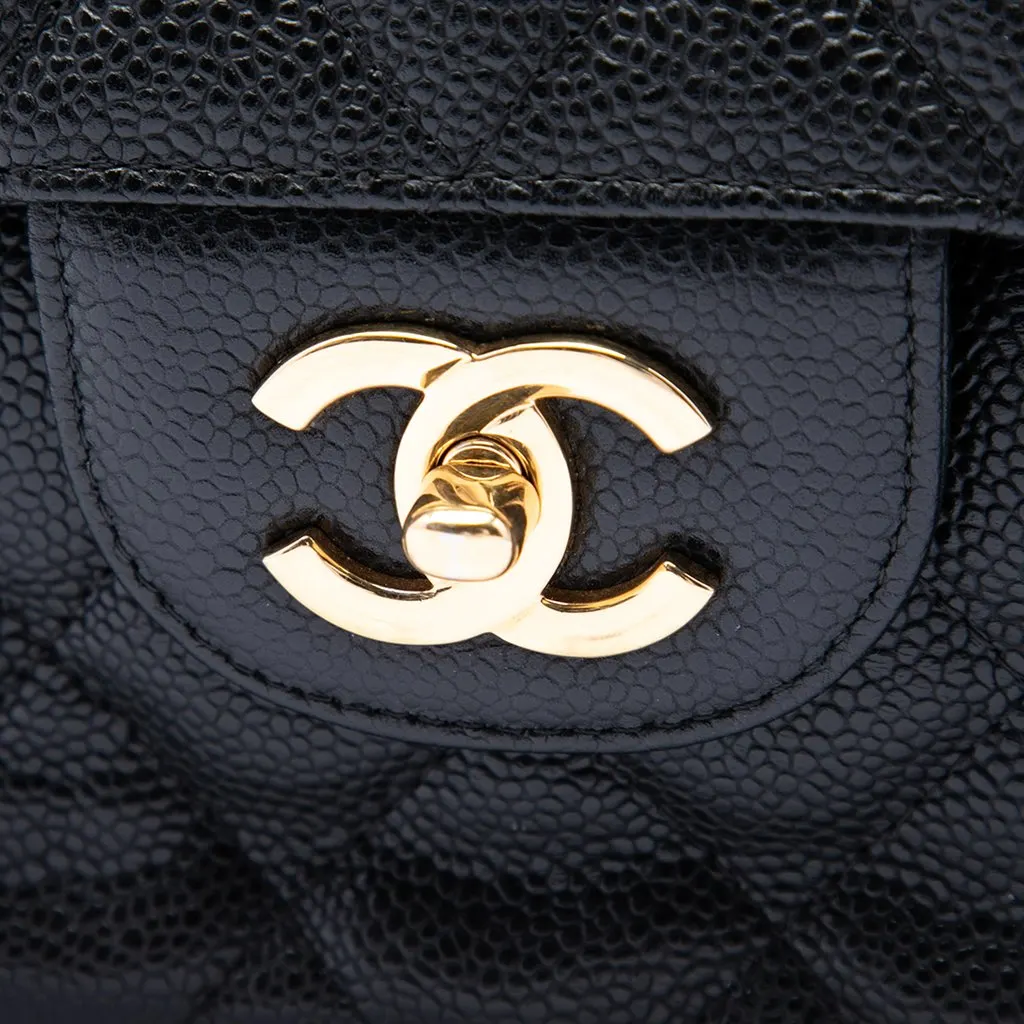 Chanel Jumbo Classic Caviar Double Flap Black Leather Very good - Box View