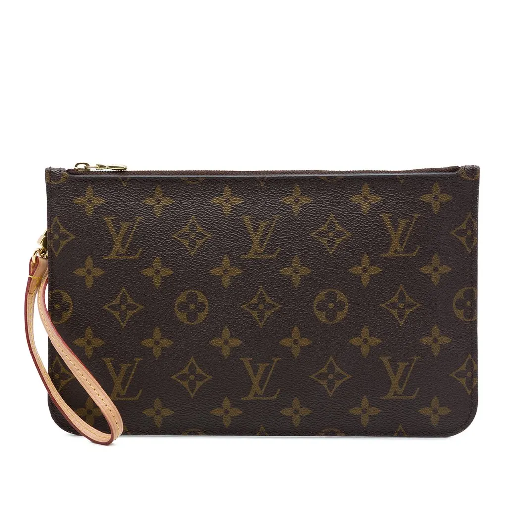 Louis Vuitton Monogram Neverfull MM Pouch Brown Canvas Very good - Front View