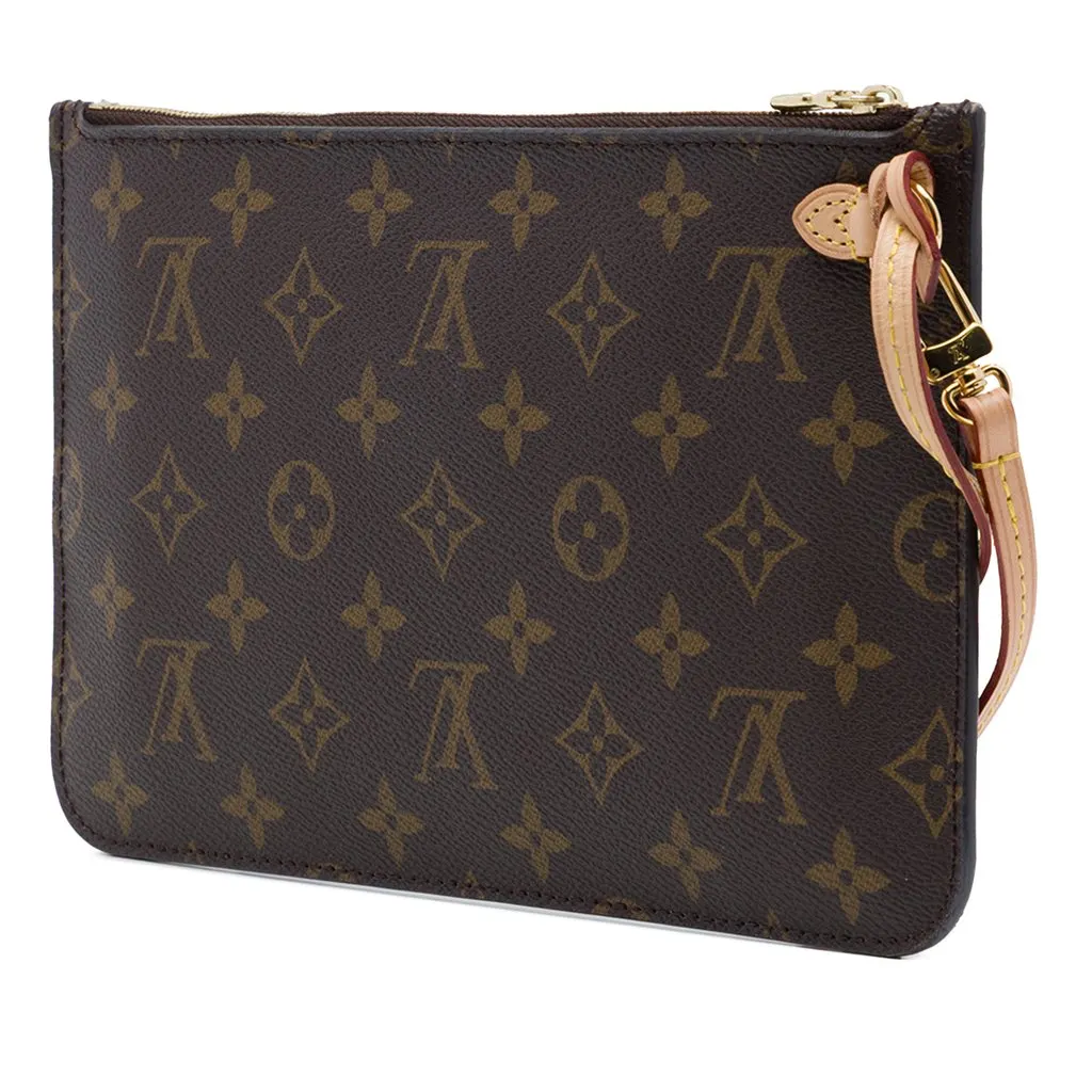 Louis Vuitton Monogram Neverfull MM Pouch Brown Canvas Very good - Back View
