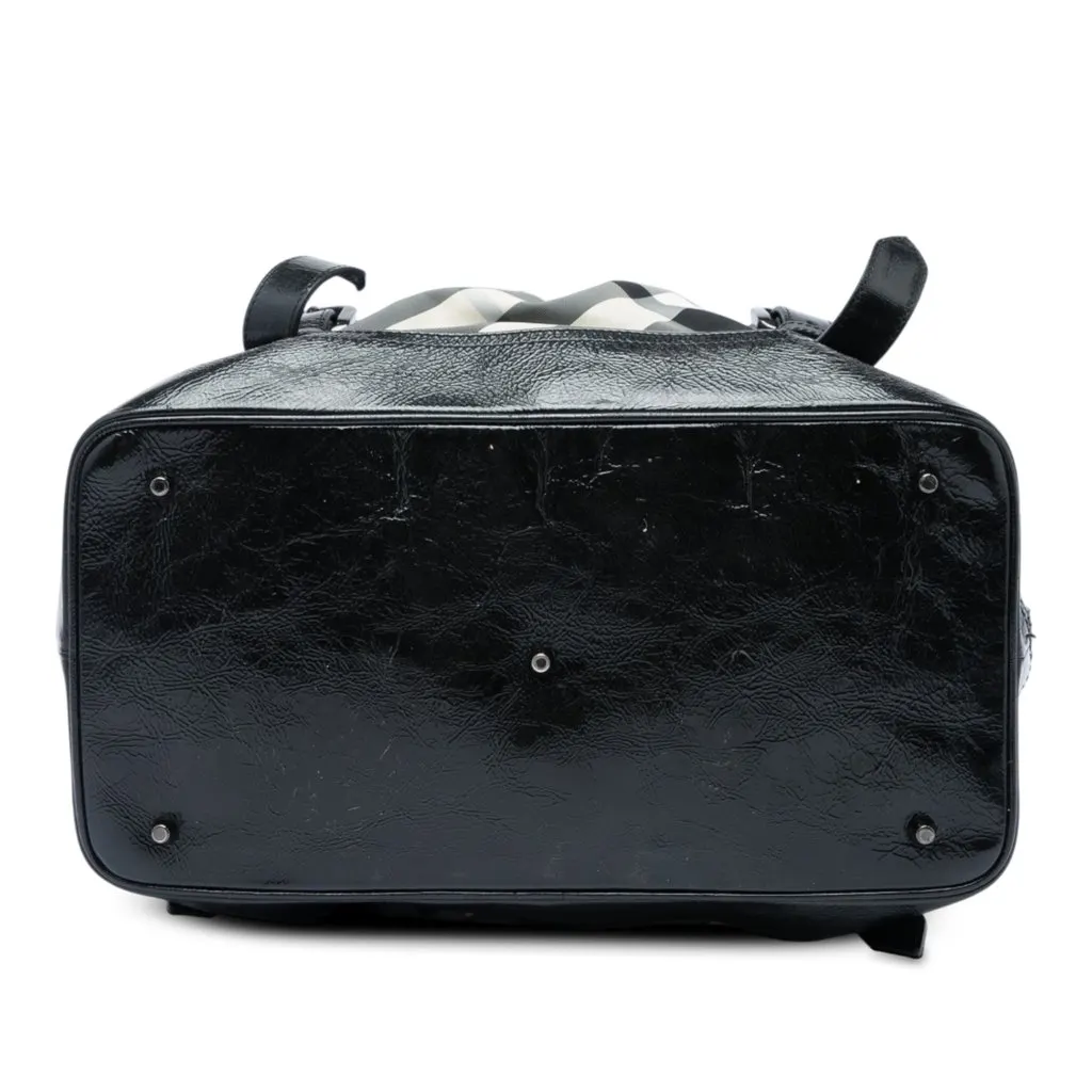 Burberry Medium Beat Check Nylon Lowry Satchel Grey Polyamide Good - Inside View