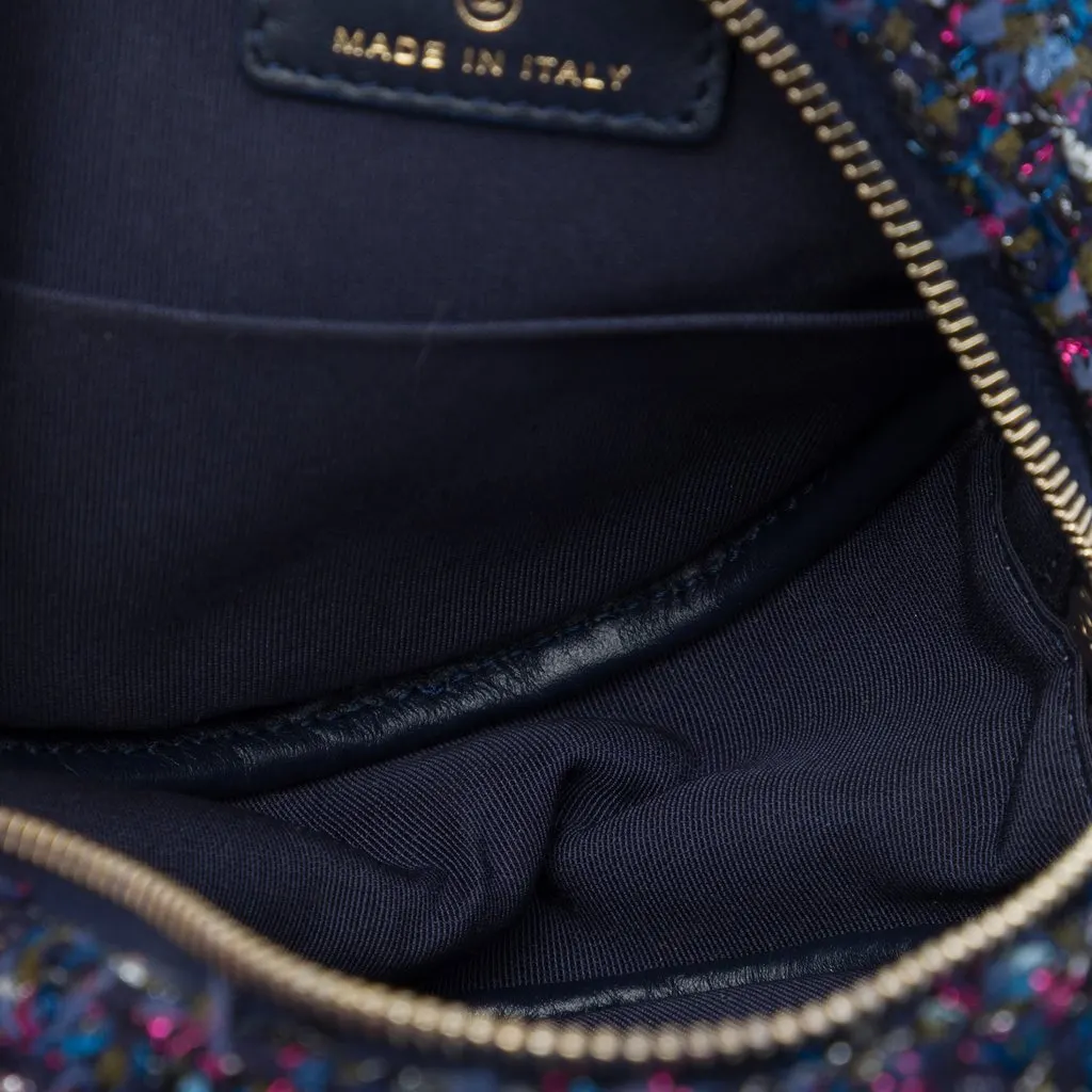 Chanel CC Quilted Tweed Round Crossbody Purple Very good - Model View