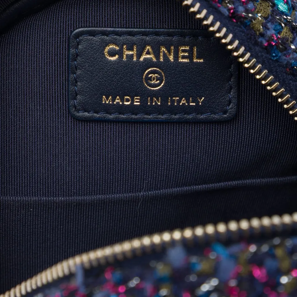 Chanel CC Quilted Tweed Round Crossbody Purple Very good - Box View