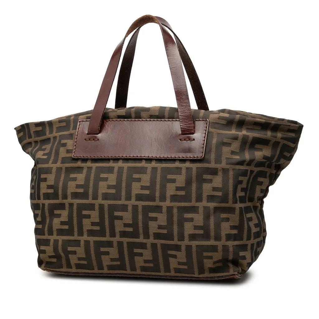 Fendi Zucca Canvas Handbag Brown Canvas Good - Back View