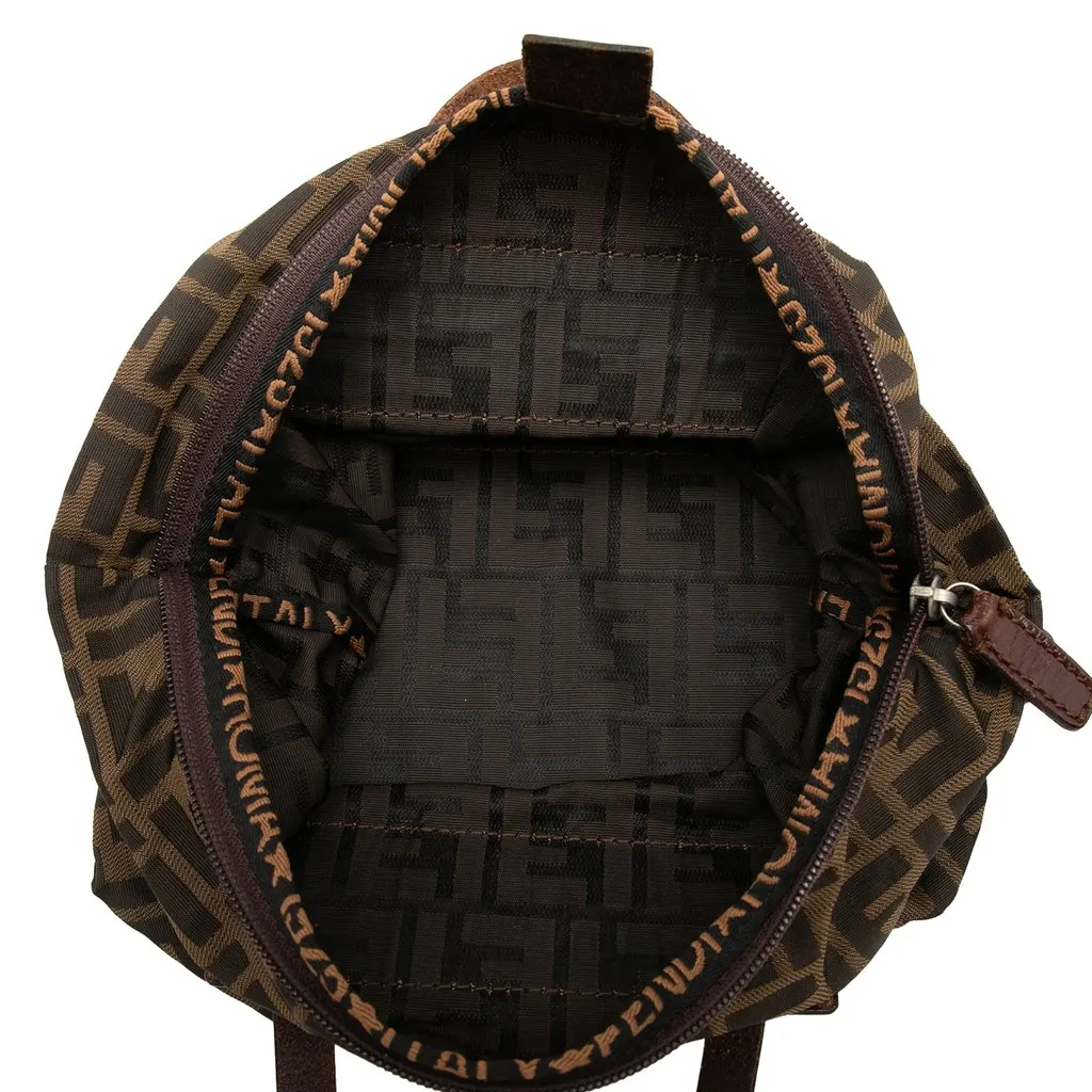 Fendi Zucca Canvas Handbag Brown Canvas Good - Model View