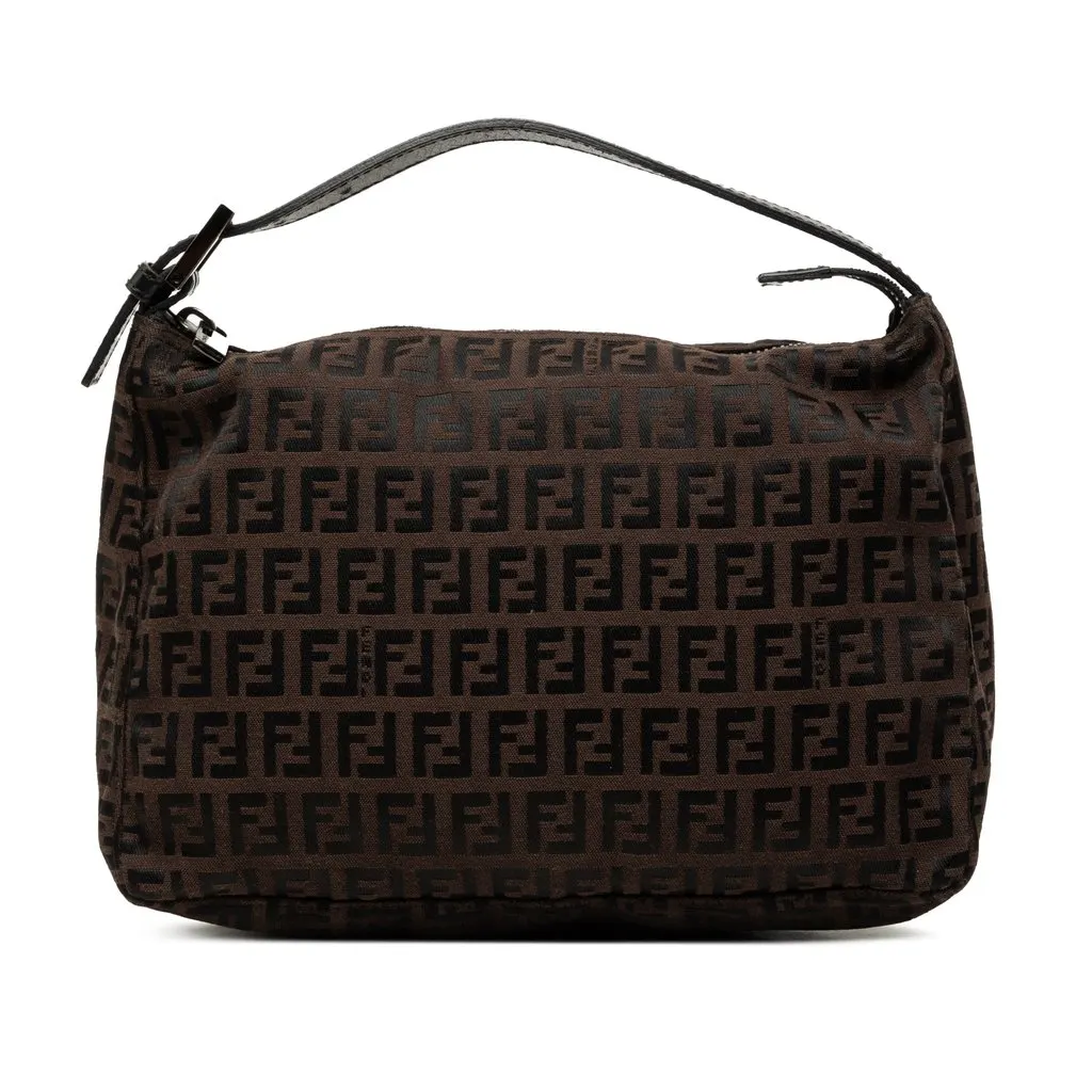 Fendi Zucchino Canvas Handbag Brown Canvas Good - Front View