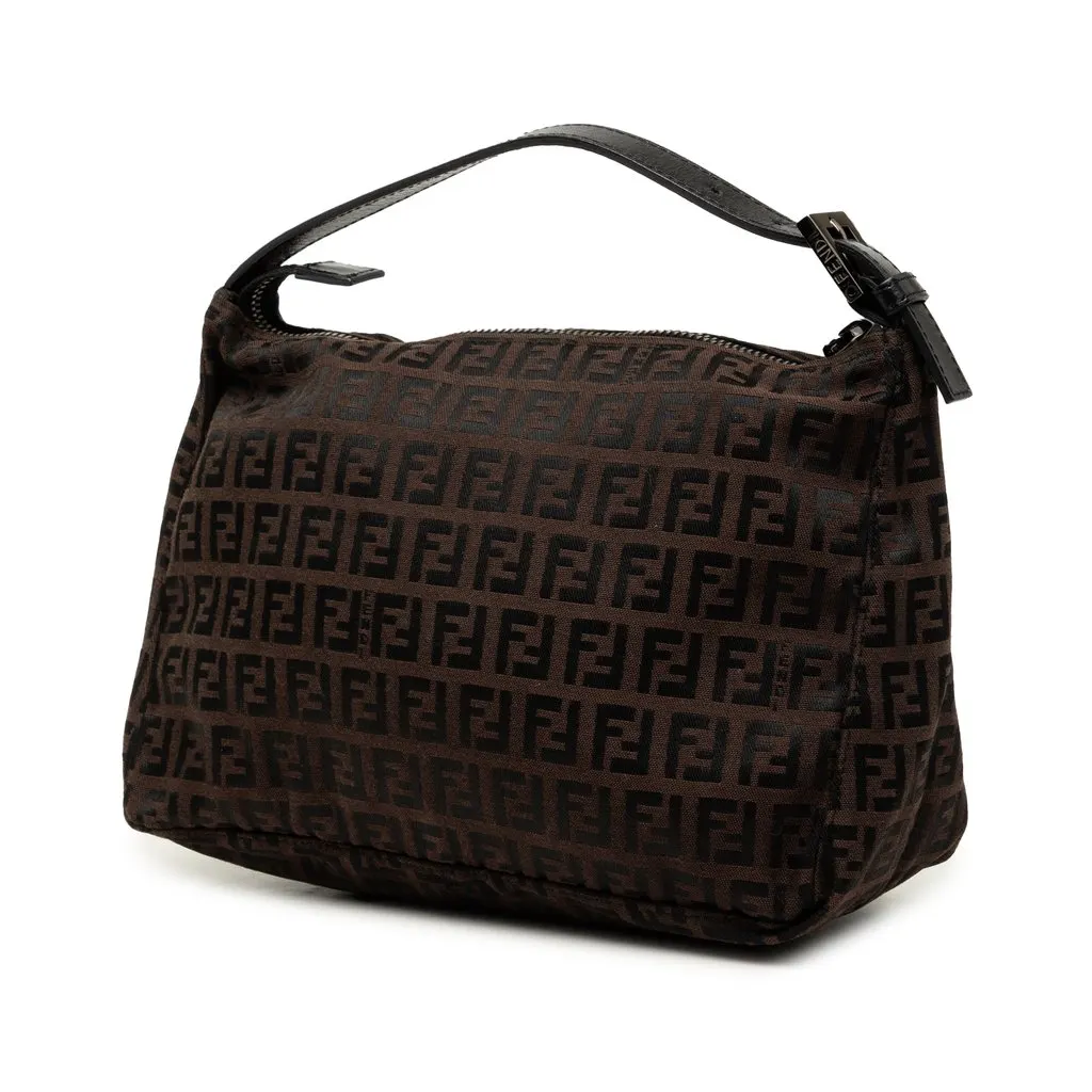 Fendi Zucchino Canvas Handbag Brown Canvas Good - Back View