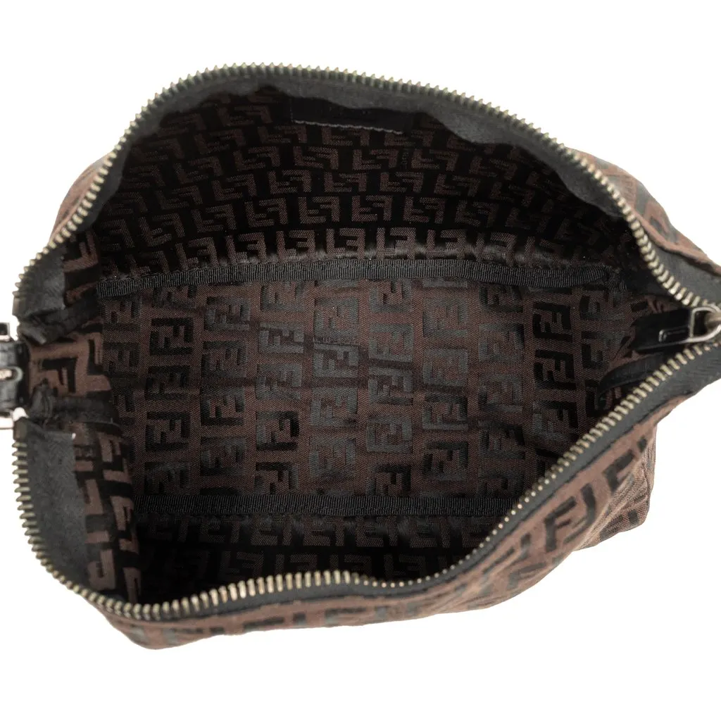 Fendi Zucchino Canvas Handbag Brown Canvas Good - Model View